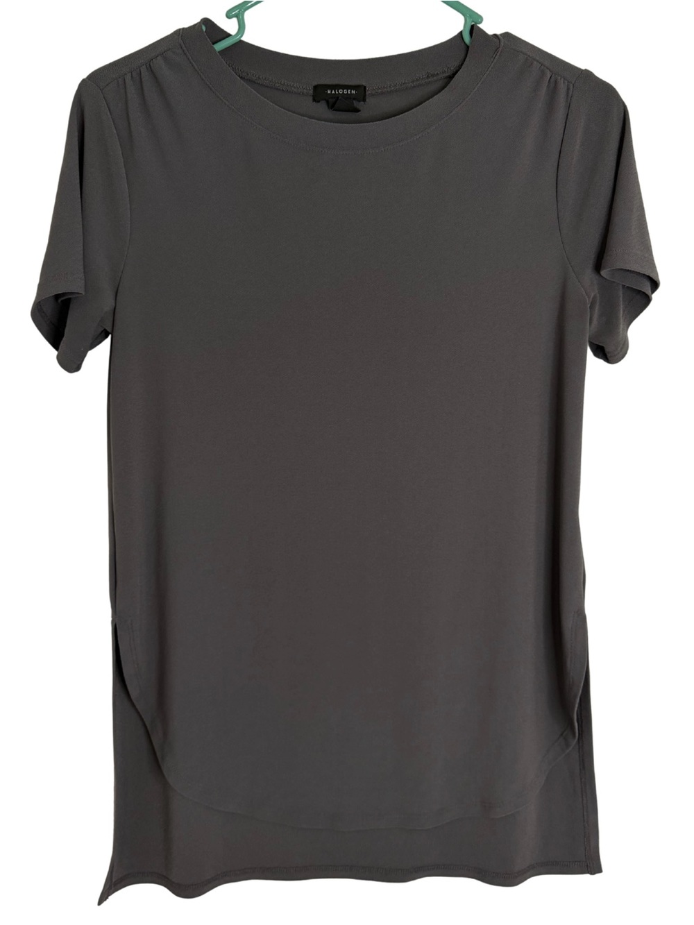 3/$20 Halogen Crewneck Short Sleeve Tunic in Charcoal Gray Size XS